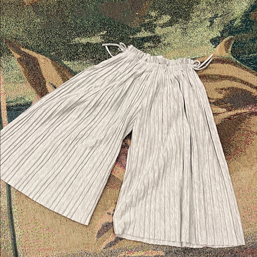 Zara Kids gray pleated wide-leg pants